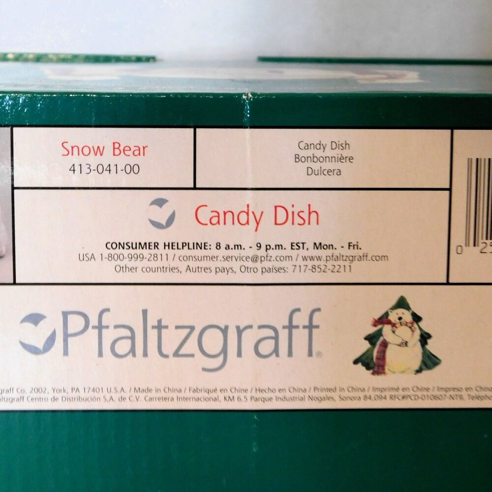 Pfaltzgraff Snow Bear Candy Dish Original Box Retired Polar Bears Holidays - Picture 12 of 13